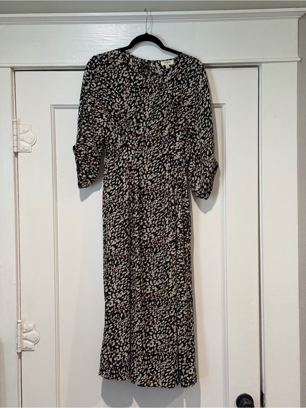 Black Printed Umgee Maxi Dress with Neutral Spot Pattern